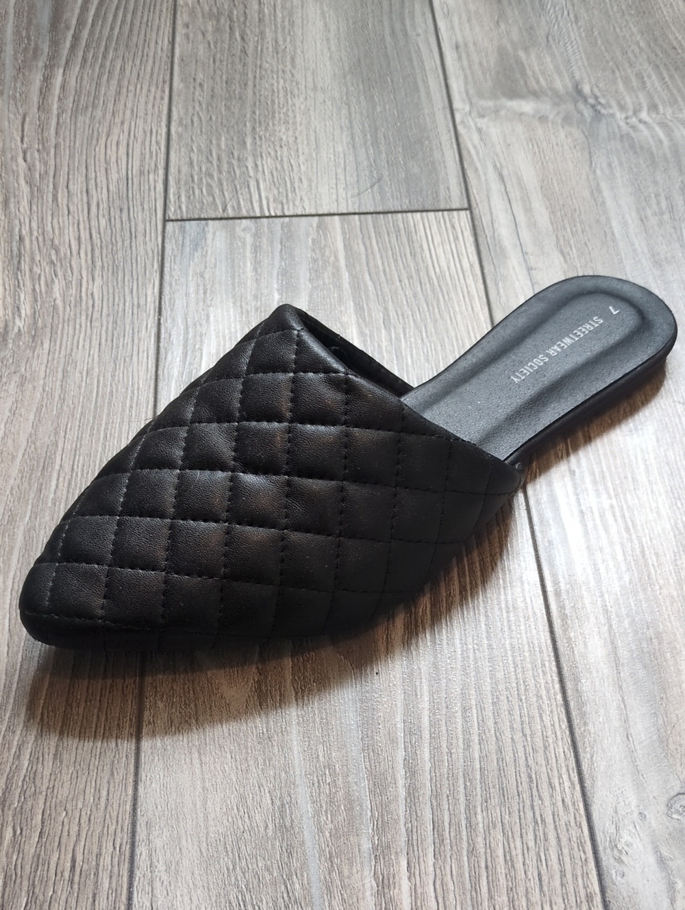 Black Quilted Slip-On Mules Size 7